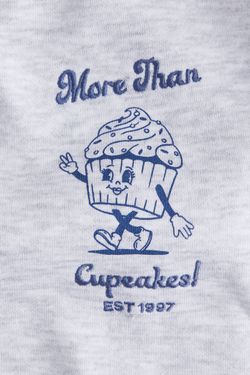 H&M Толстовка оверсайз с капюшоном и принтом, светло-серый меланж