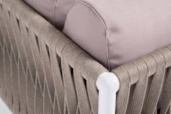 "Касабланка" левый модуль плетеный из роупа, каркас алюминий светло-серый (RAL7035) шагрень, роуп серо-коричневый 23мм, ткань Neo ash