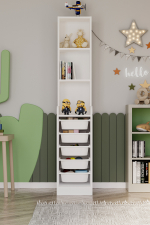 Стеллаж DERYA с 5 выдвижными ящиками - белый