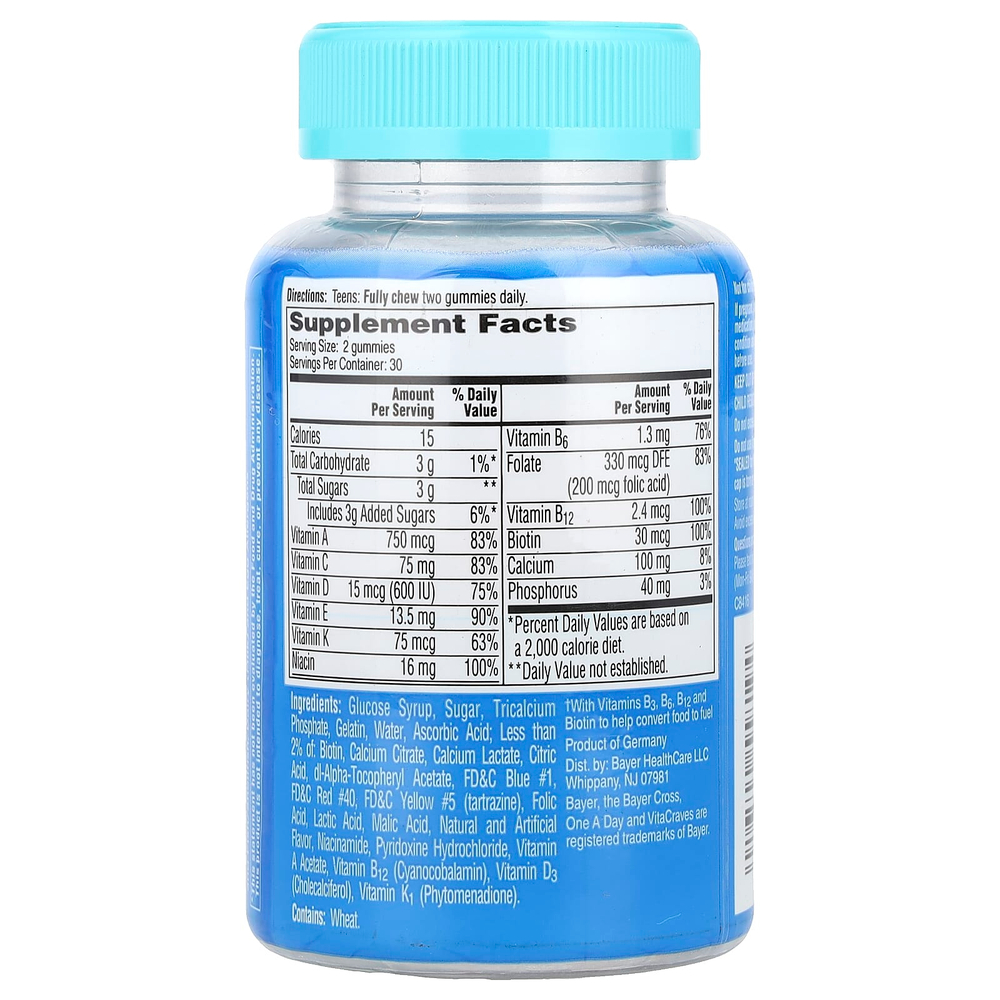One-A-Day, "ВитаЖажда", ежедневный мультивитаминный комплекс из серии "Раз в день" для мальчиков-тинэйджеров, 60 жевательных пастилок