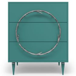 Комод Арт Колор matte Классик Сильвер с 3 ящиками Пастельно-синий матовый