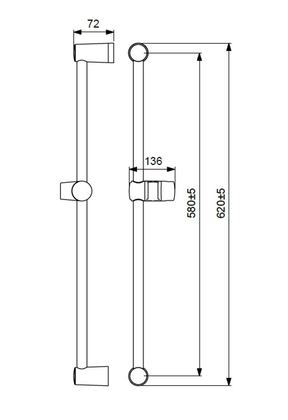 Штанга для душа VIDIMA FRESH S 600мм,BA196AA