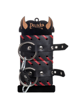 Черно-красные наручники из натуральной кожи (Цвет: черный с красным)