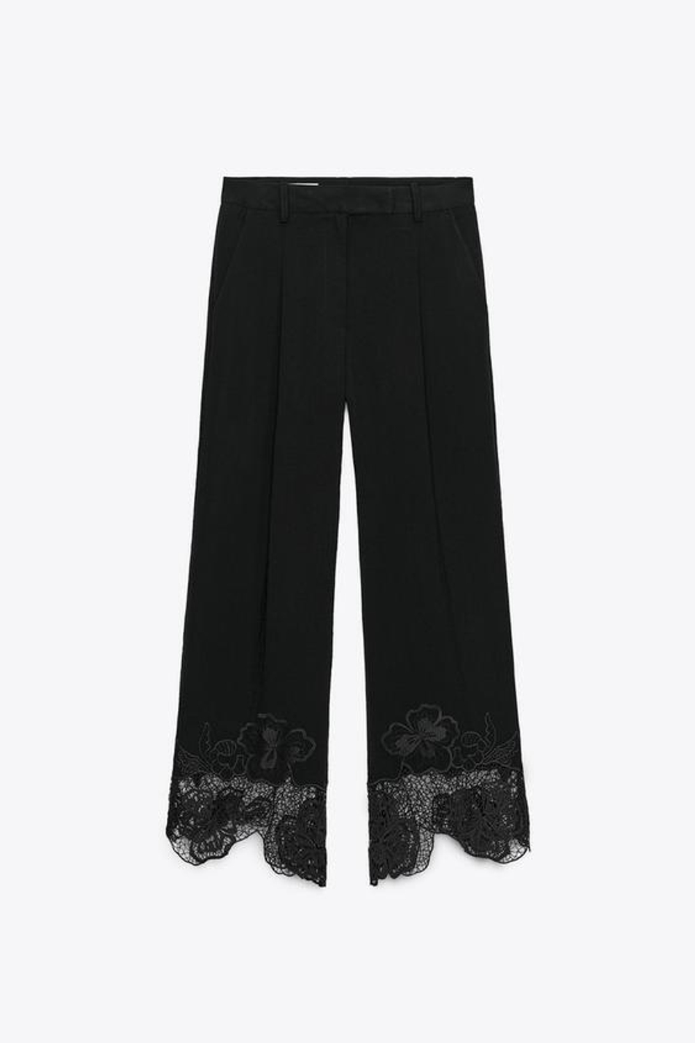 ZARA БРЮКИ-КЮЛОТЫ С ВЫШИВКОЙ, ЧЕРНЫЙ