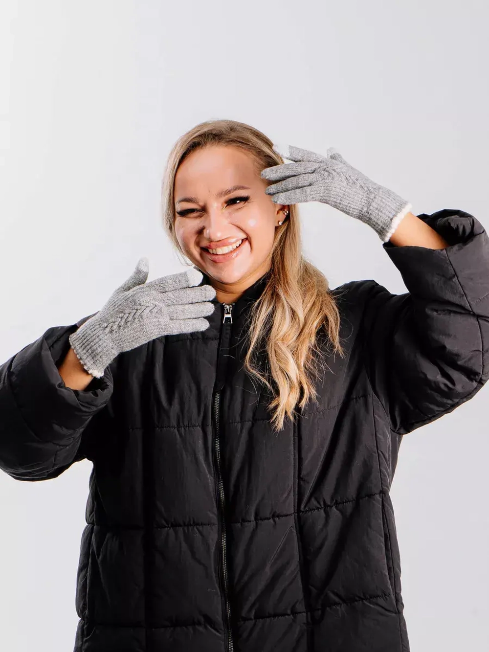 Перчатки теплые вязаные