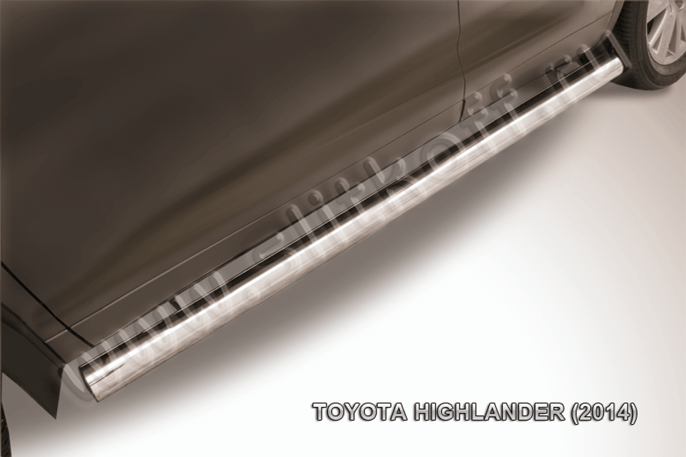 Пороги из нержавейки Toyota Highlander (2014-2016) d76 труба (черный цвет)