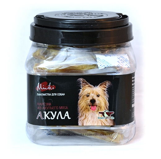Лакомство для собак "Грин Кьюзин" GREEN QZIN МИНИКИ  АКУЛА  (Сушеное мясо акулы для мини пород) 625 гр