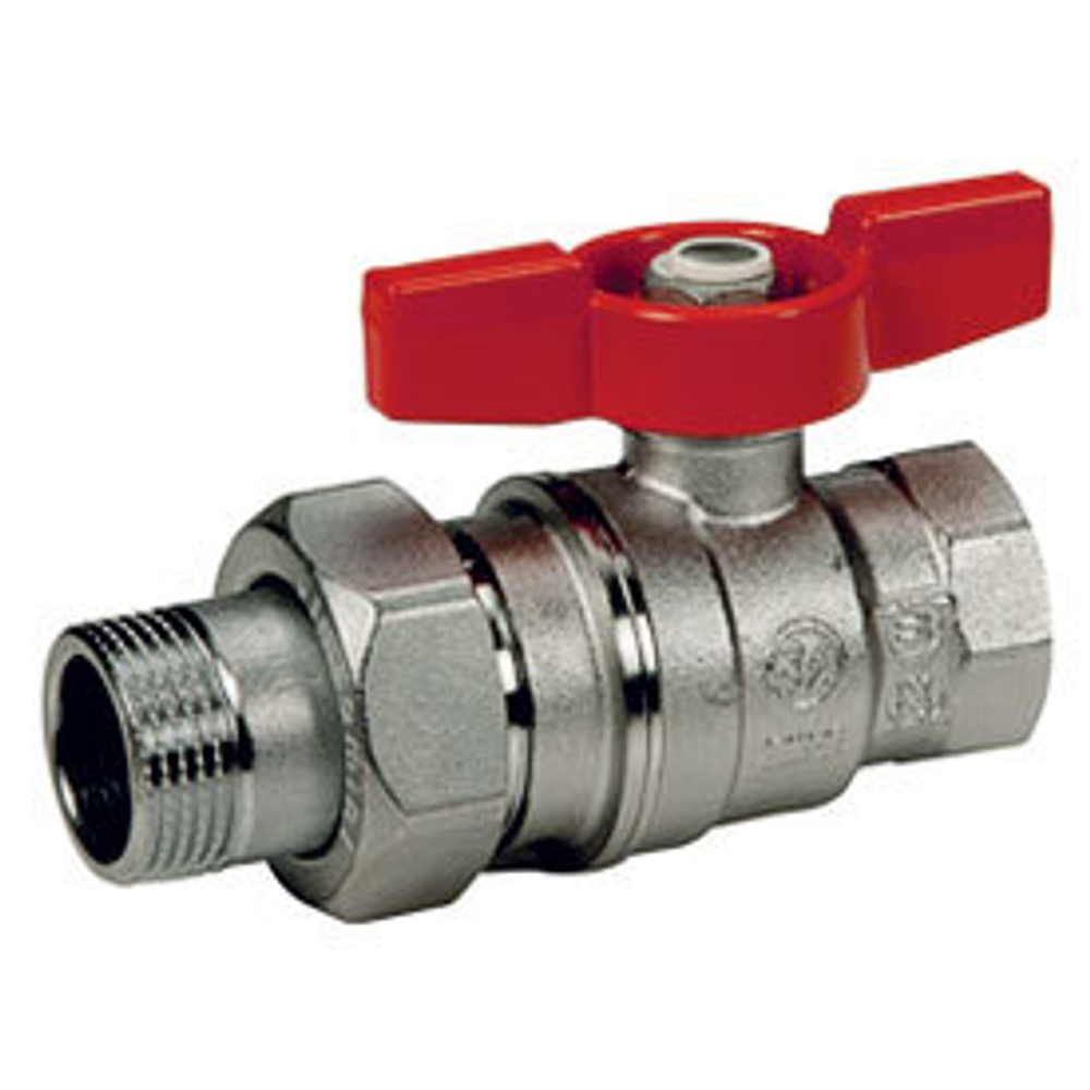 Кран шаровой полнопроходной Giacomini R859 - 1" (ВР/НГ, PN28, Tmax 185°C, ручка-бабочка красная)