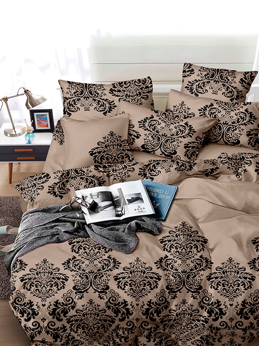 Постельное белье полисатин Simple House "Акант" 1,5-сп Наволочка 50х70 см 1 шт Простынь на резинке 90x200 см Пододеяльник 145x215 см