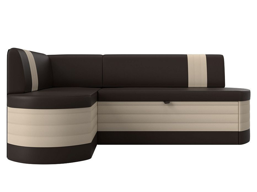 Диван кухонный угловой Токио левый угол, Коричневый\Бежевый, Экокожа, 28647L