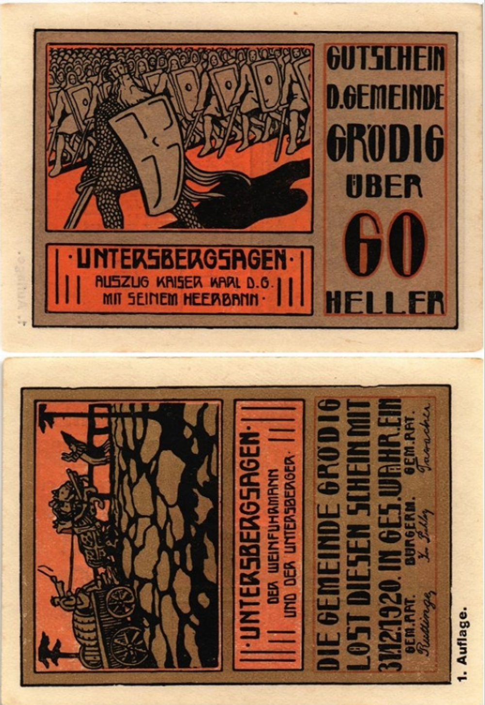 Австрия 60 геллеров 1920 Грёдиг aUNC
