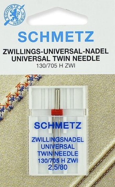 Иглы стандартные двойные Schmetz 130/705H ZWI № 80/2.5, 1 шт.