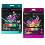 Карандаши цветные Yalong 18 цв., "Birds" деревянные, трехгранные, заточенные, грифель 3.0 мм, картон. уп., европодвес