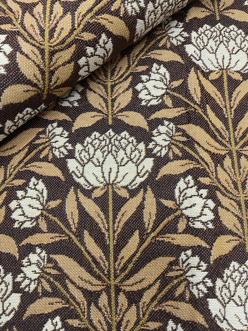 Гобеленовая ткань Лотос желтые листья ширина 175 см