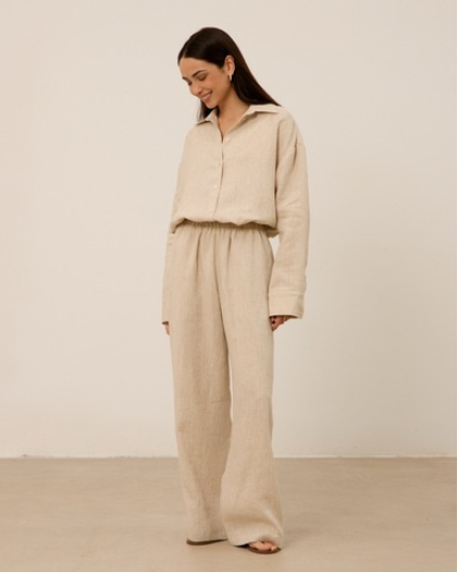 Рубашка 07, из 100% льна, бежевая