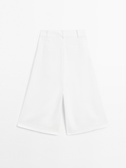 Massimo Dutti Строгие шорты с защипами — STUDIO, кремовый