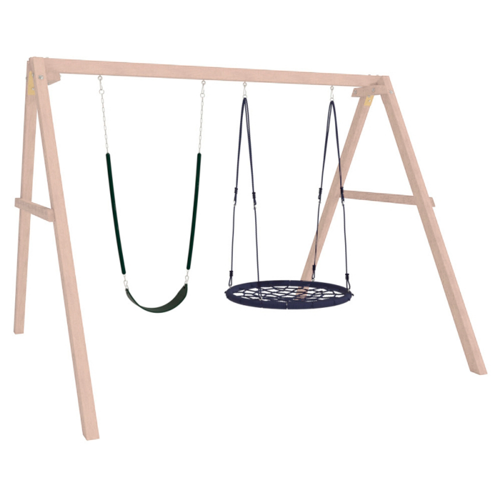 Деревянные неокрашенные качели с качелями гнездо 100 см и гибкими качелями