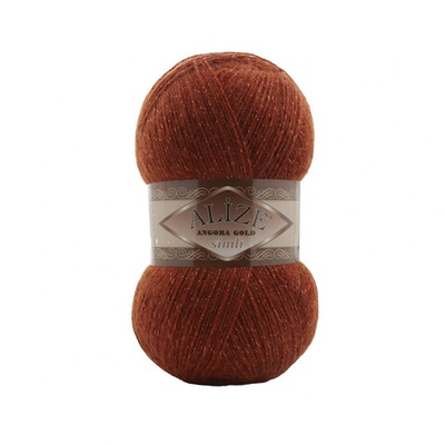 ALIZE "Angora Gold Simli", 10% мохер, 10% шерсть, 5% металлик - 75% Акрил, 100 гр, 550 м, 36 терракот