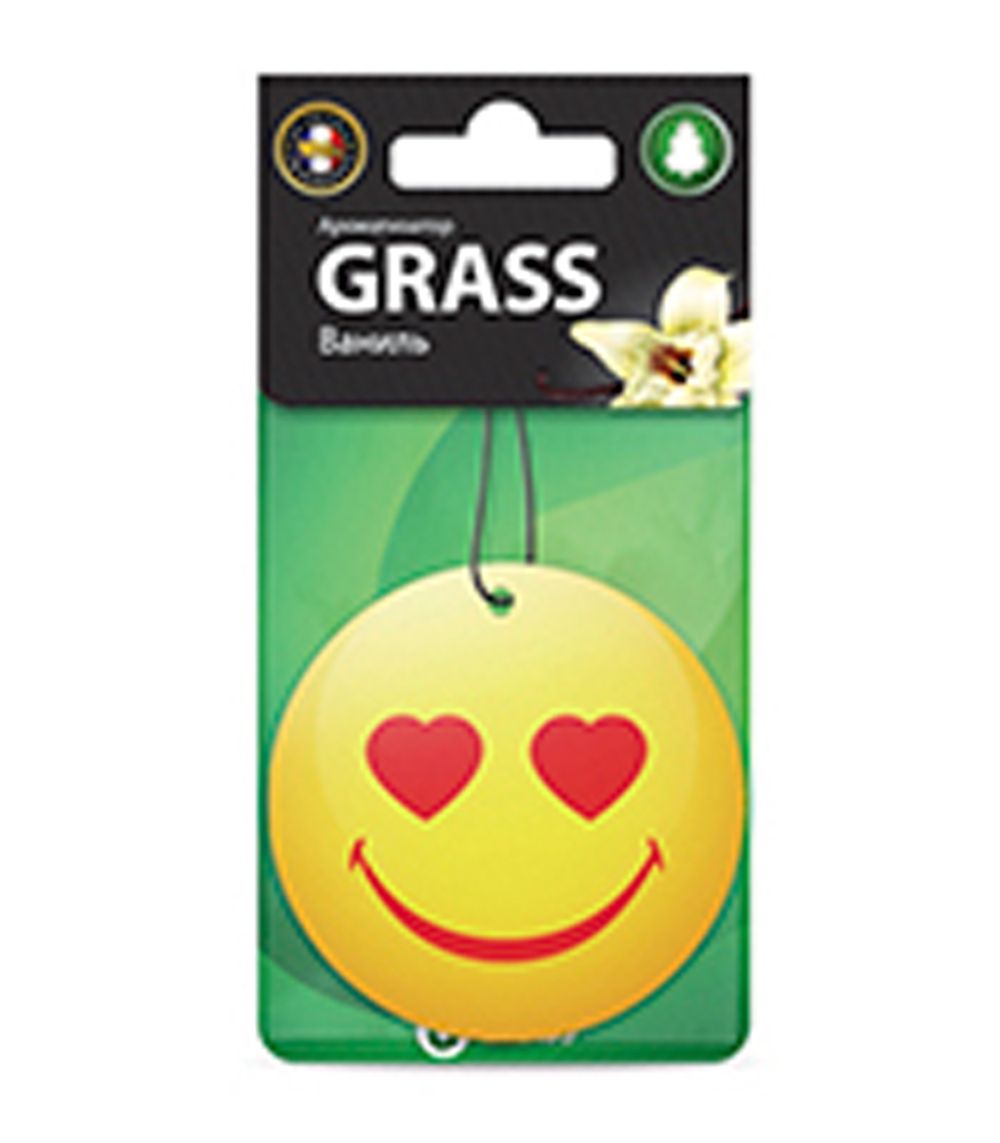 Ароматизатор автомобильный картонный Grass Смайл, ваниль, 54147