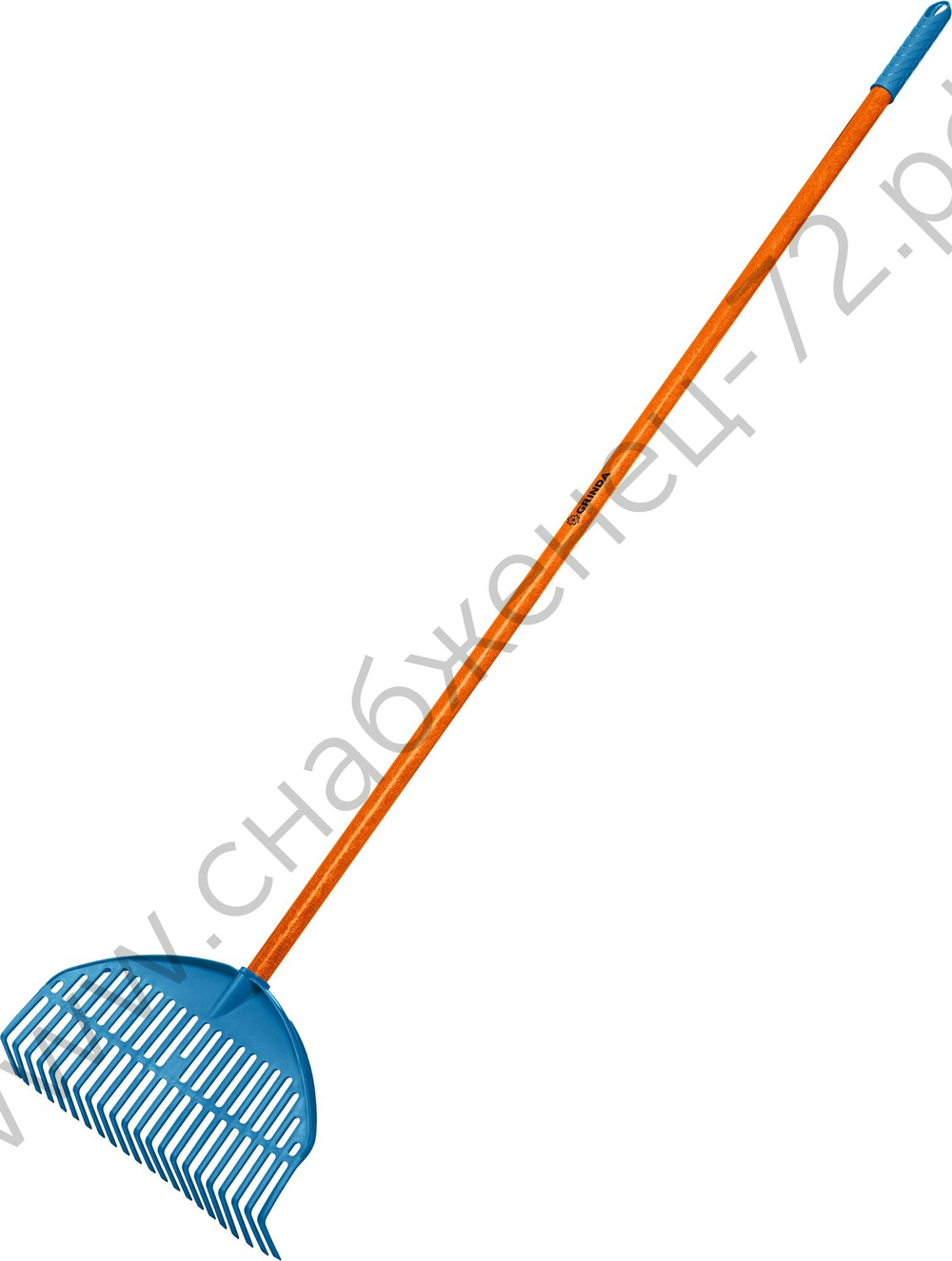 GRINDA PL-22 FIBER, 450 х 40 х 1460 мм, 22 зубца, ударопрочный пластик, фибергласовый черенок, грабли веерные пластиковые, PROLine (421818)