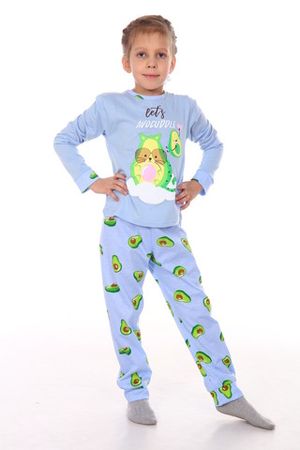 Пижама с брюками для девочки Кошка авокадо дл. рукав