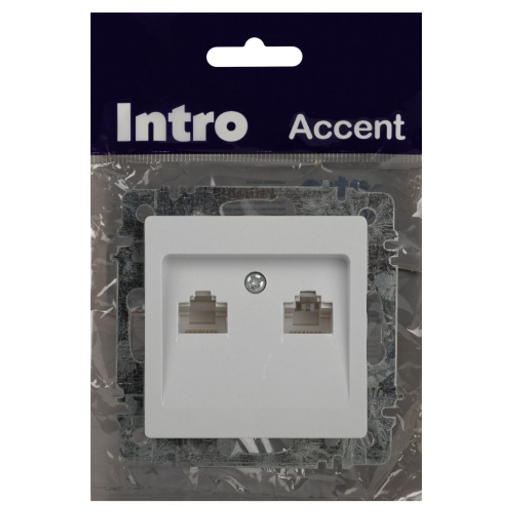 Розетка Intro Accent 6-304-01 информационная 2xRJ45, IP20, СУ, белый