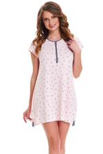 Нежно-розовая сорочка с цветочным принтом (Размер: S) (Цвет: нежно-розовый)