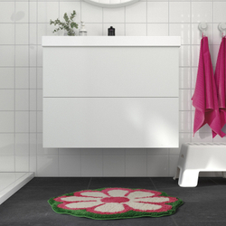 IKEA KÄRRKNIPPROT  (ИКЕА КÄРРКНИППРОТ)  -  Коврик для ванной комнаты, цветочный рисунок/многоцветный ярко-розовый, 65 см