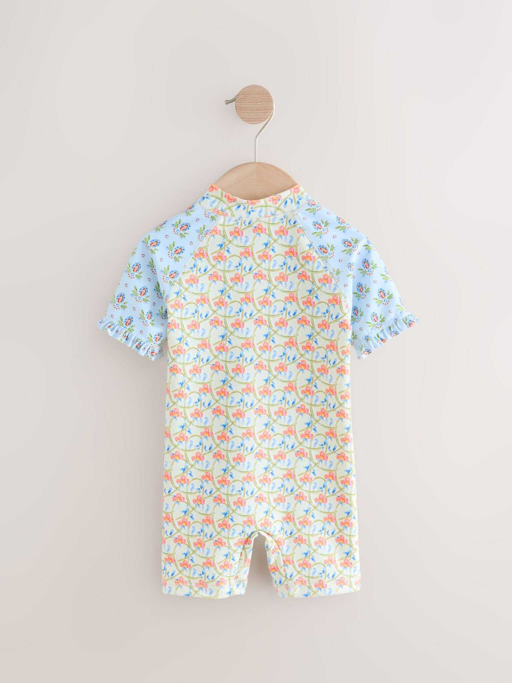 Купальник слитный на молнии для девочки Next AB7-031, Молочный, Розовый, Сиреневый