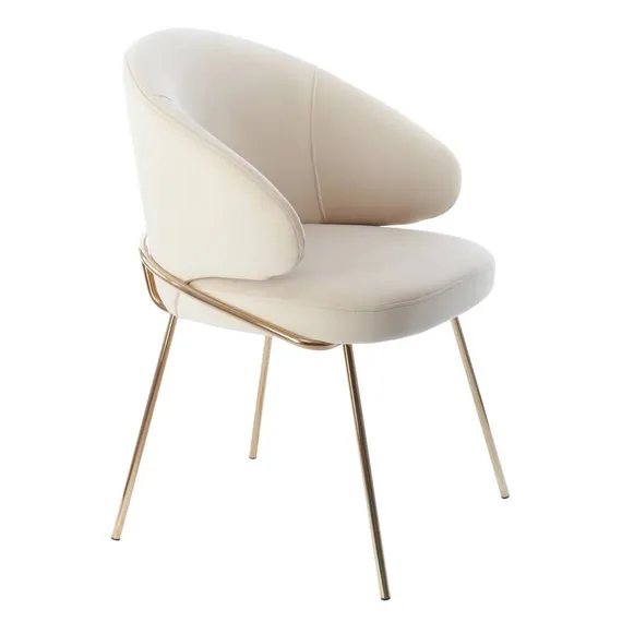 Стул Lime, кремовый микровелюр с золотыми ножками