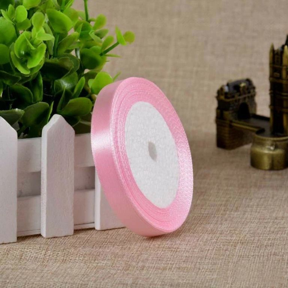 Лента атласная 12 мм (23 метра, цвет №4 нежно-розовый)