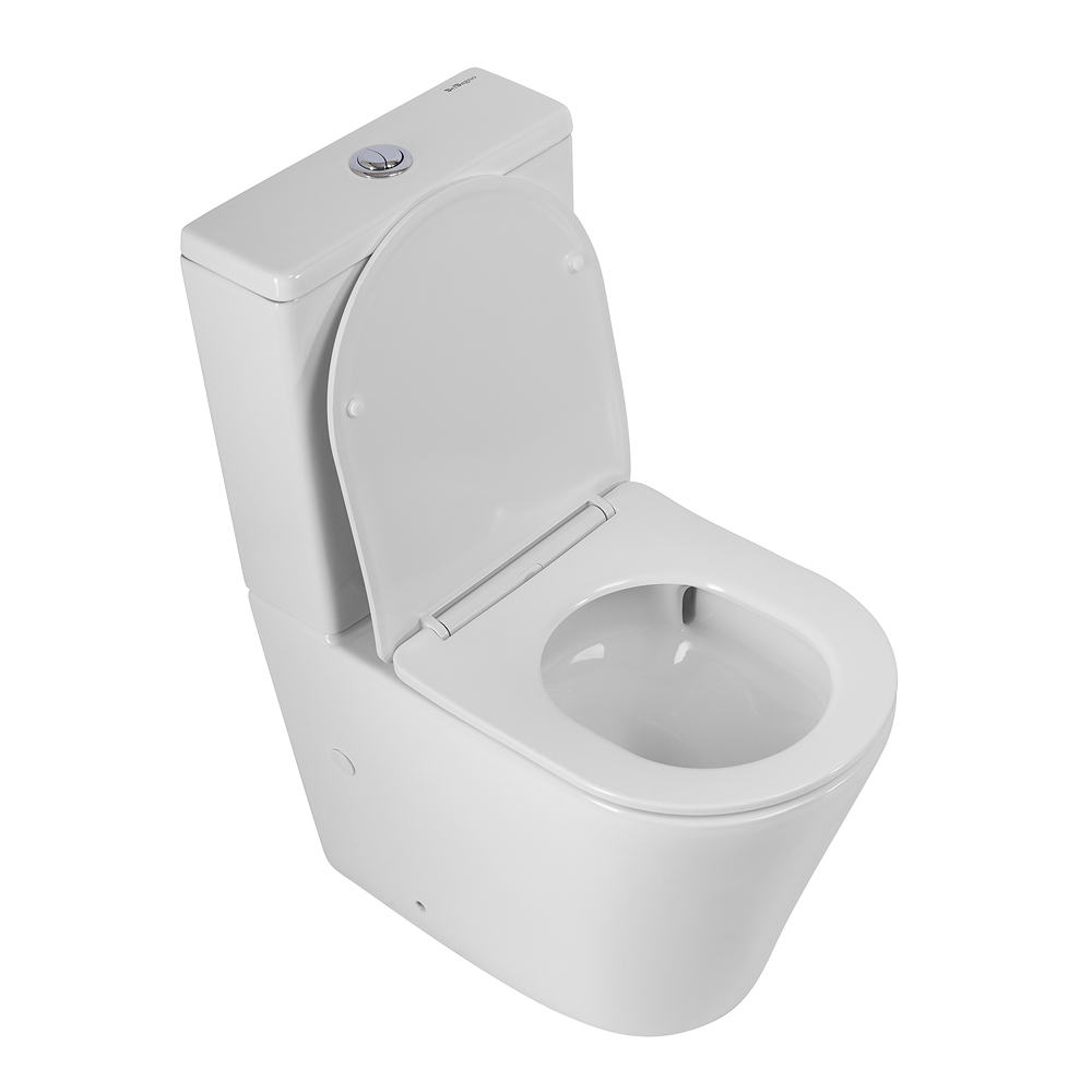 Унитаз-компакт безободковый BelBagno Flay-R BB2149CP-TOR/SC с крышкой-сиденьем микролифт, белый