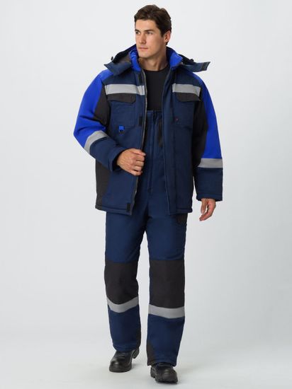 Костюм зимний "Фаворит-Мега" полукомбинезон (т.синий/черный/василек)