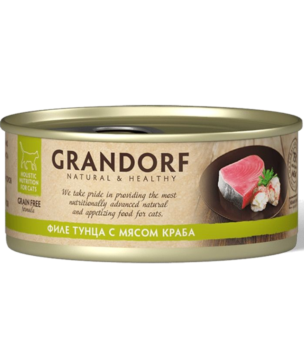 Grandorf консервы для кошек (беззерновой) Филе тунца с мясом краба 70гр.