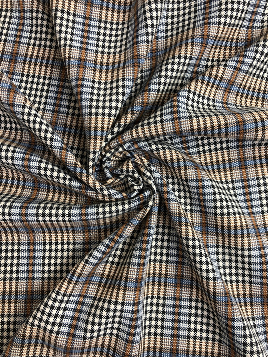 Костюмная принт клетка, беж/черный/синий