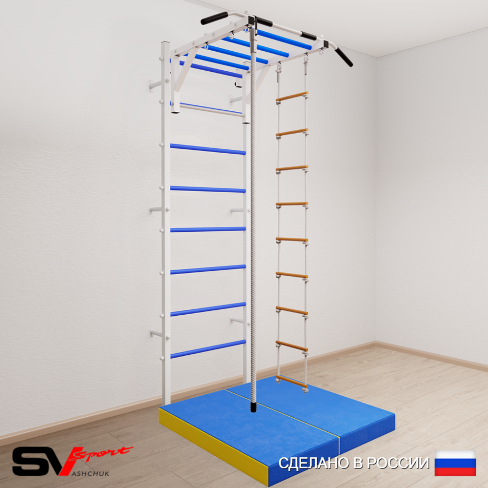 Шведская стенка Sv Sport 5344 (Турник рукоход/Канат/Лестница/Мат 1м)