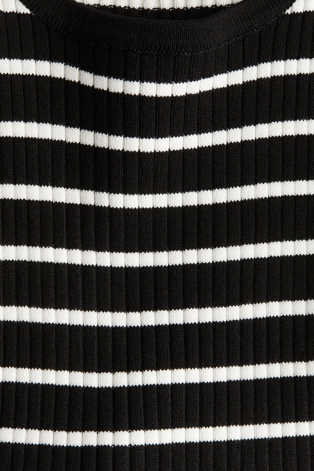 H&M Топ на бретелях в рубчик, черный/белый