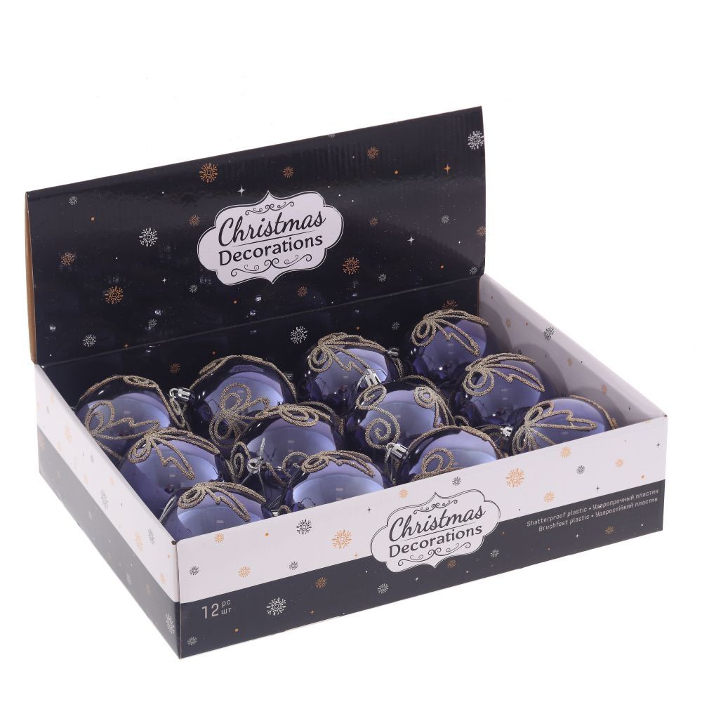 GAEM Набор из 12шт Украшение новогоднее "Шар", D 8 см, L35 W27 H8,5 см