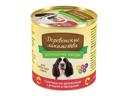 ДОМАШНИЕ ОБЕДЫ Телятина по-деревенски с рубцом и овощами для собак 0,24 кг