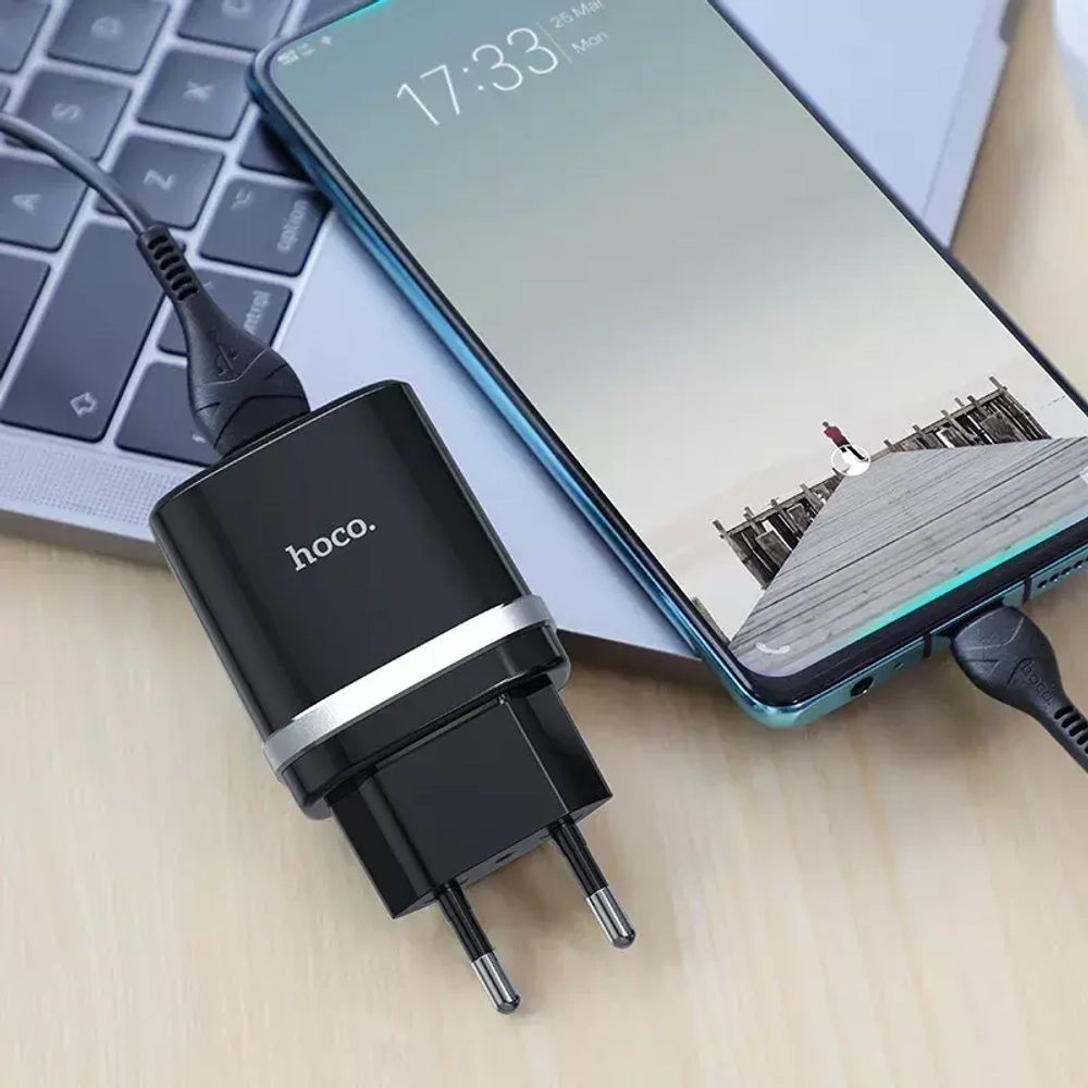 СЗУ USB Hoco C12Q (18W, QС3.0) Черный