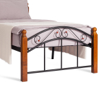 Кровать AT-8077 - дерево гевея/металл, 90*200 см (Single bed), красный дуб/черный