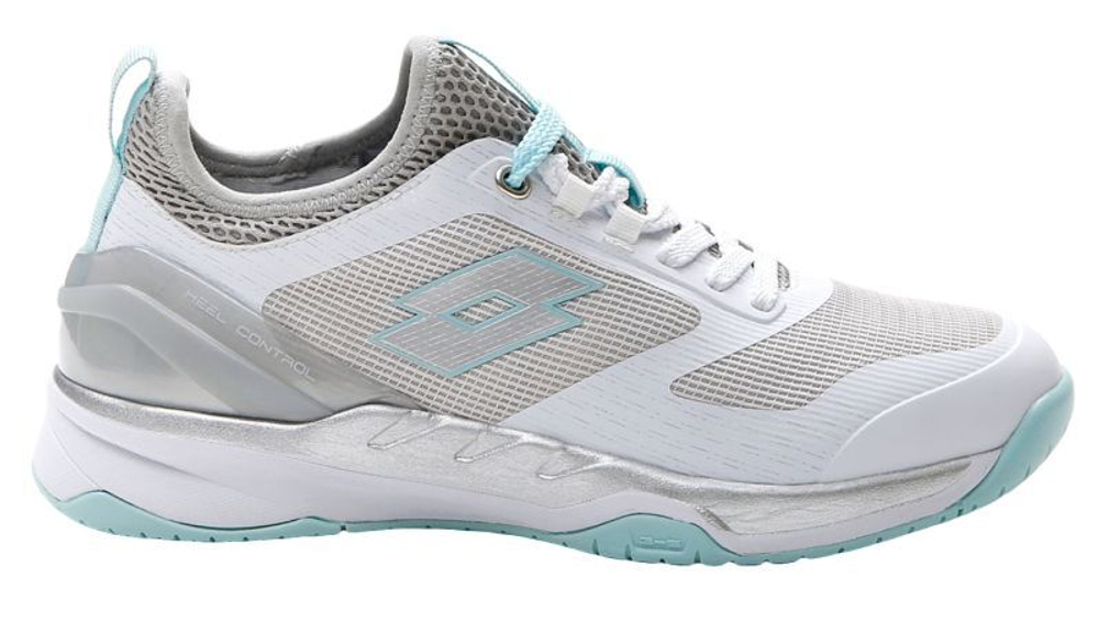Женские теннисные кроссовки Lotto Mirage 200 Speed - all white/silver metal 2/blue paradise - White Gray