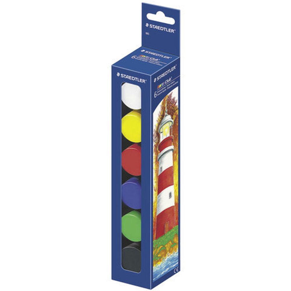 Гуашь STAEDTLER (Штедлер, Германия) "Noris Club", 6 цветов по 20 мл, без кисти, картонная упаковка, 885