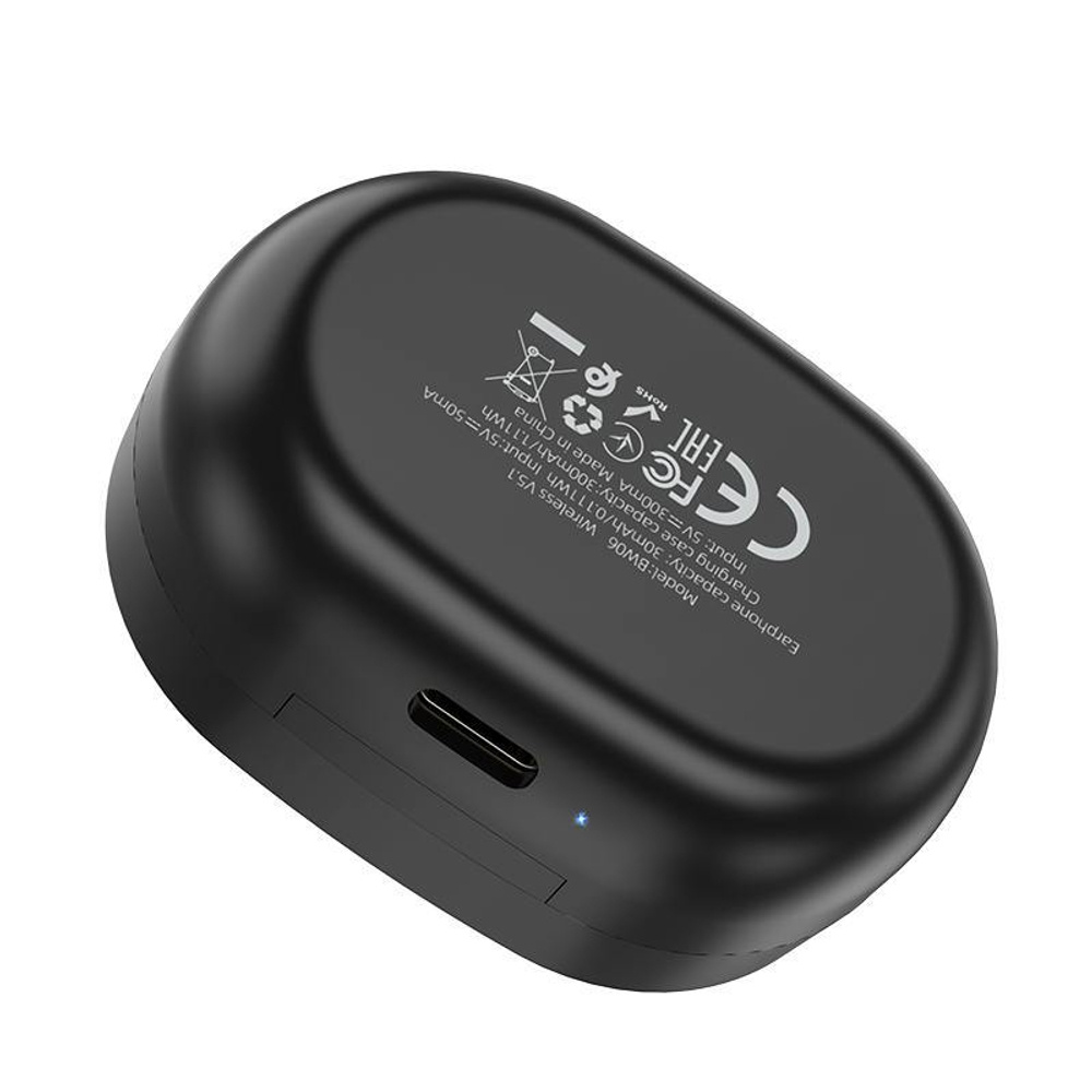 Гарнитура Bluetooth для смартфона BOROFONE BW06 чёрный (Bluetooth 5.1 Время работы до 4ч)