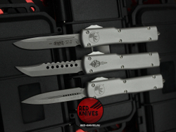 Нож Microtech UTX-70 A+++ HELLHOUND H/E GRAY - серый апокалиптик клинок, серая рукоять