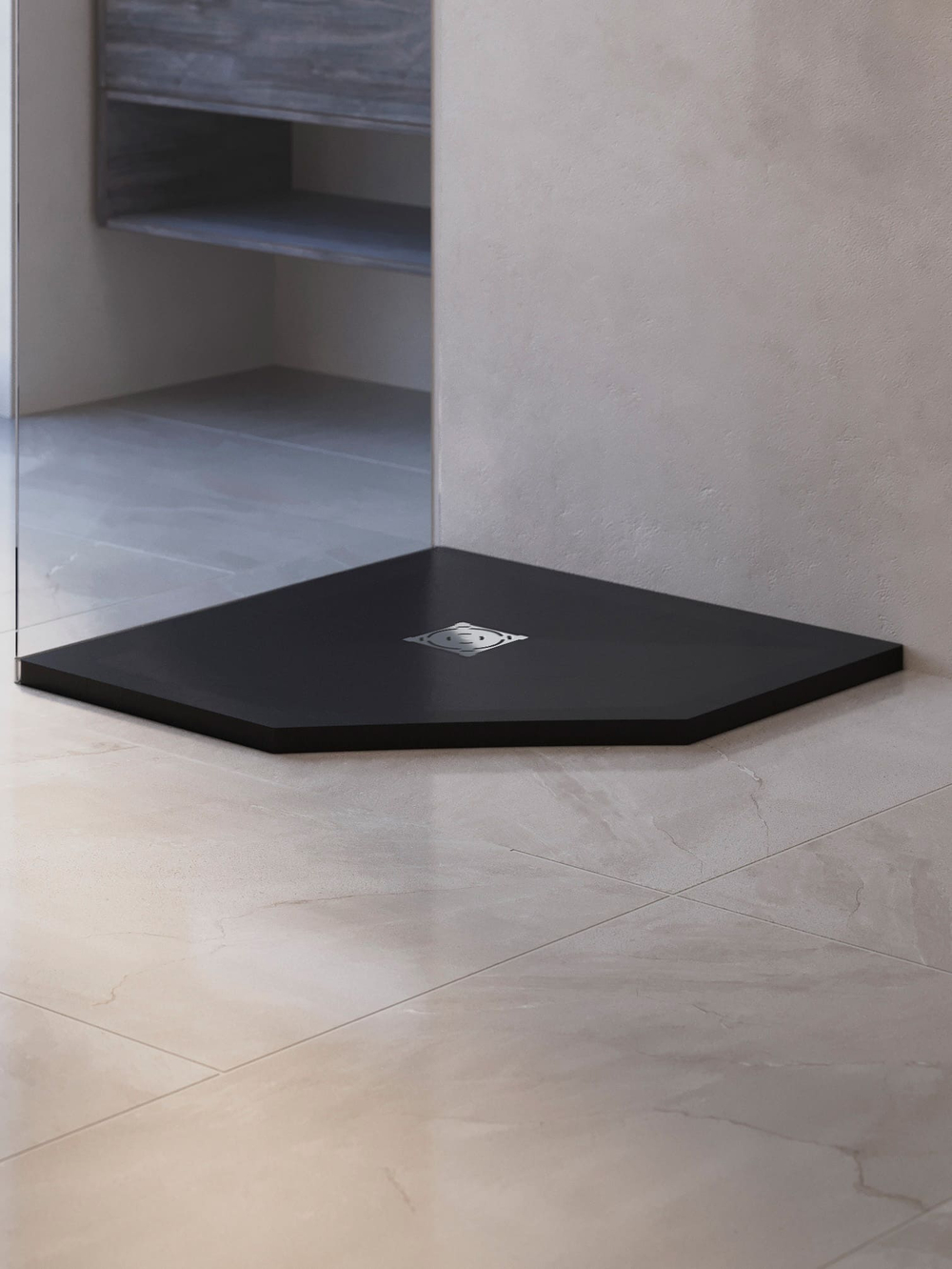 Душевой поддон трапеция RGW ST/T-G Графит (800x800)