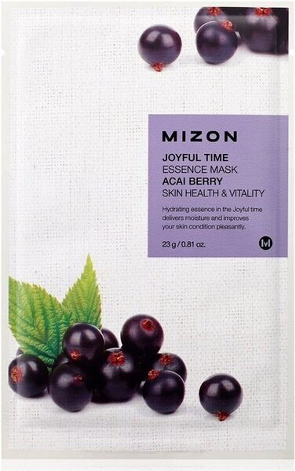 Маска тканевая для лица с экстрактом ягод асаи Mizon Joyful Time Essence Mask Acai Berry 23 г.