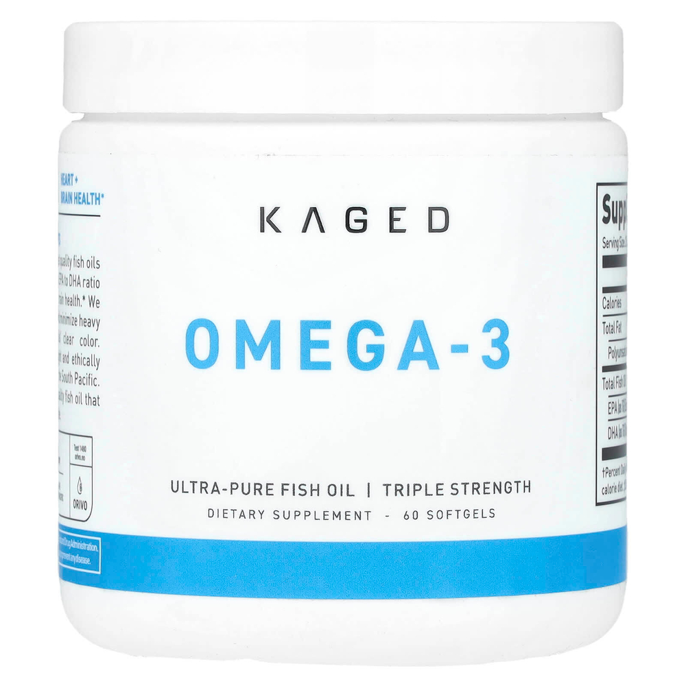 Kaged, Омега-3, тройная эффективность, 60 мягких таблеток
