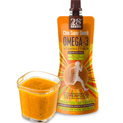 Супер-снек 28SEEDS, смузи без сахара Чиа Омега-3 Манго и Лайм, омега 6, клетчатка, протеин, Полезное фруктовое пюре