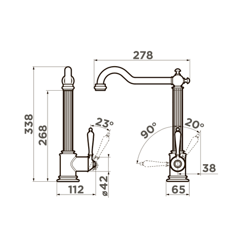 смеситель для кухни Omoikiri Toshima-AB-022 латунь/античная латунь
